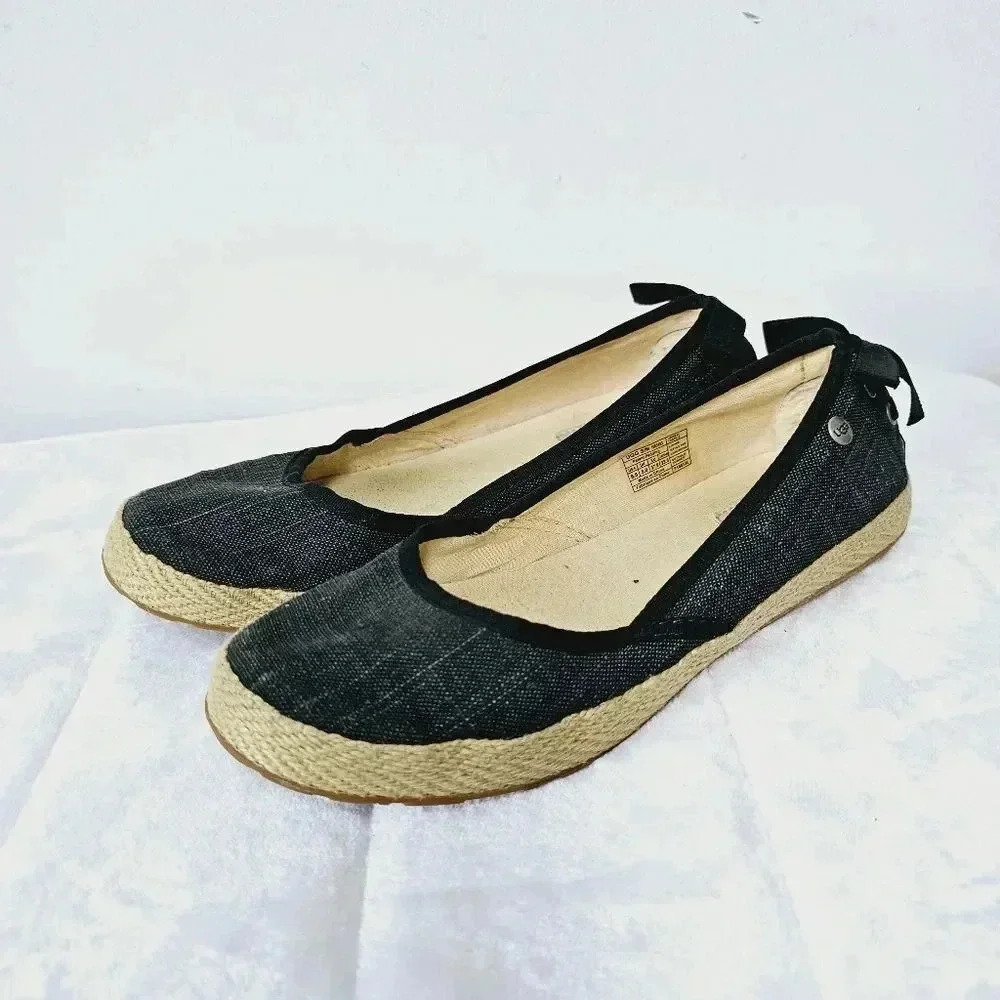UGG black canvas espadrille flats 6.5 - Picture 4 of 13